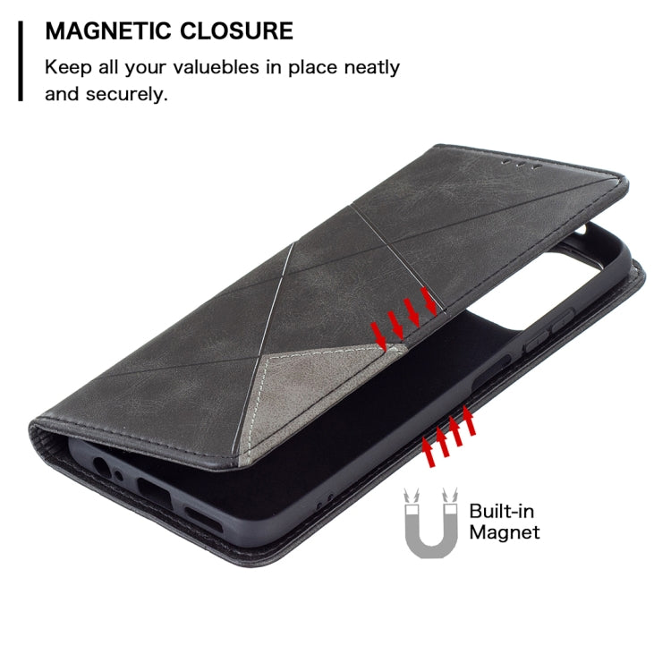 For Xiaomi Redmi Note 10 4G / Note 10s Rhombus Texture Horizontal Flip Magnetic Leather Case with Holder & Card Slots(Black) - Xiaomi Cases by buy2fix | Online Shopping UK | buy2fix