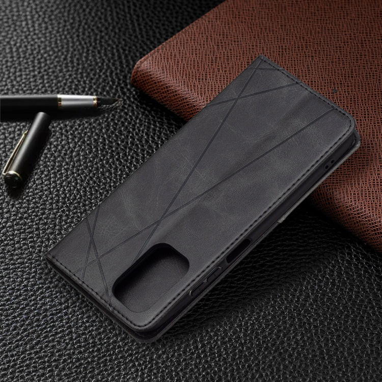 For Xiaomi Redmi Note 10 4G / Note 10s Rhombus Texture Horizontal Flip Magnetic Leather Case with Holder & Card Slots(Black) - Xiaomi Cases by buy2fix | Online Shopping UK | buy2fix