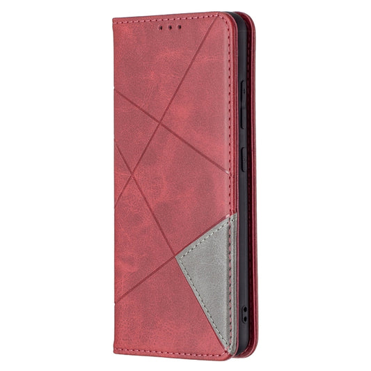 For Samsung Galaxy A32 4G Rhombus Texture Horizontal Flip Magnetic Leather Case with Holder & Card Slots(Red) by buy2fix