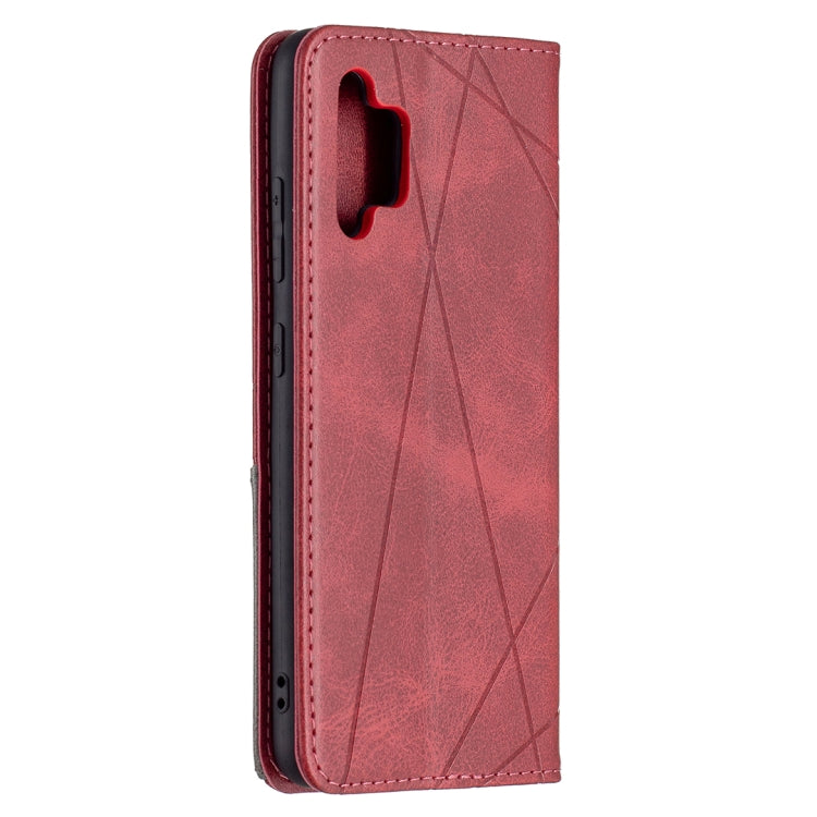 For Samsung Galaxy A32 4G Rhombus Texture Horizontal Flip Magnetic Leather Case with Holder & Card Slots(Red) by buy2fix