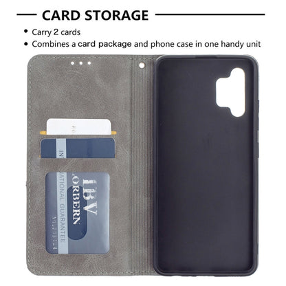 For Samsung Galaxy A32 4G Rhombus Texture Horizontal Flip Magnetic Leather Case with Holder & Card Slots(Grey) by buy2fix