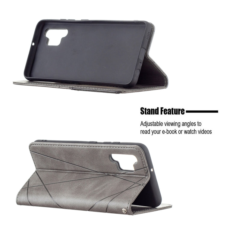 For Samsung Galaxy A32 4G Rhombus Texture Horizontal Flip Magnetic Leather Case with Holder & Card Slots(Grey) by buy2fix