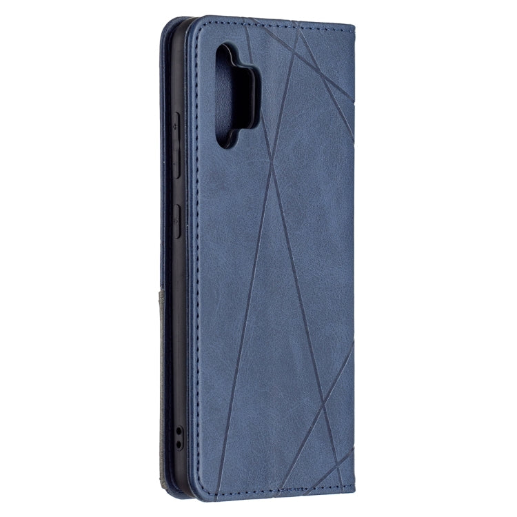 For Samsung Galaxy A32 4G Rhombus Texture Horizontal Flip Magnetic Leather Case with Holder & Card Slots(Blue) by buy2fix
