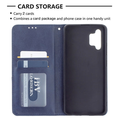 For Samsung Galaxy A32 4G Rhombus Texture Horizontal Flip Magnetic Leather Case with Holder & Card Slots(Blue) by buy2fix