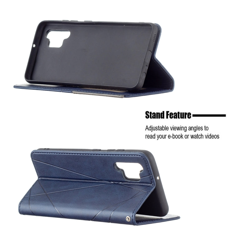 For Samsung Galaxy A32 4G Rhombus Texture Horizontal Flip Magnetic Leather Case with Holder & Card Slots(Blue) by buy2fix