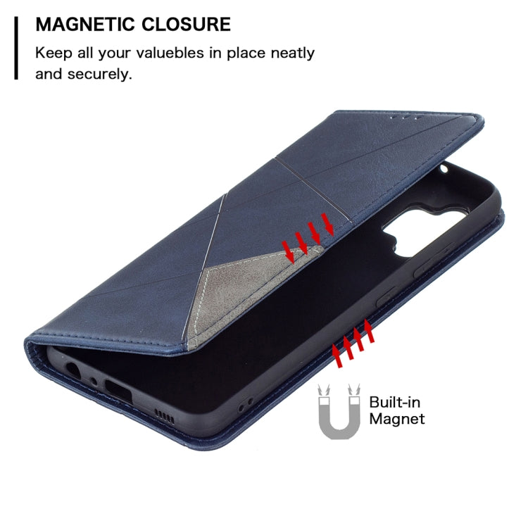 For Samsung Galaxy A32 4G Rhombus Texture Horizontal Flip Magnetic Leather Case with Holder & Card Slots(Blue) by buy2fix