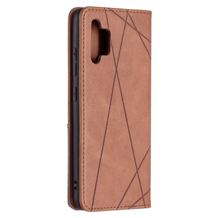 For Samsung Galaxy A32 4G Rhombus Texture Horizontal Flip Magnetic Leather Case with Holder & Card Slots(Brown) by buy2fix