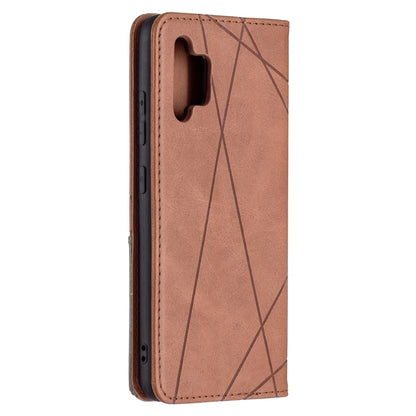For Samsung Galaxy A32 4G Rhombus Texture Horizontal Flip Magnetic Leather Case with Holder & Card Slots(Brown) by buy2fix