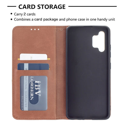 For Samsung Galaxy A32 4G Rhombus Texture Horizontal Flip Magnetic Leather Case with Holder & Card Slots(Brown) by buy2fix