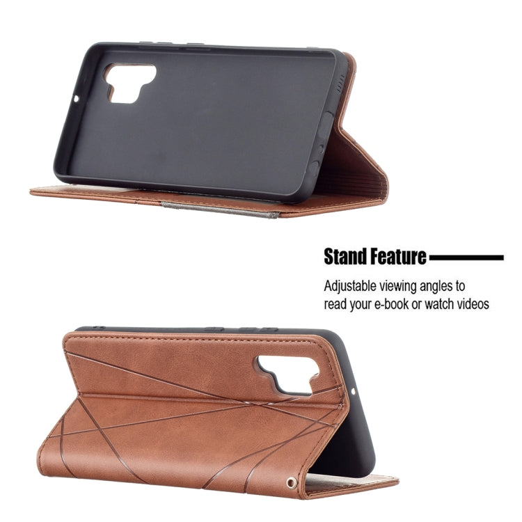 For Samsung Galaxy A32 4G Rhombus Texture Horizontal Flip Magnetic Leather Case with Holder & Card Slots(Brown) by buy2fix