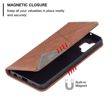 For Samsung Galaxy A32 4G Rhombus Texture Horizontal Flip Magnetic Leather Case with Holder & Card Slots(Brown) by buy2fix