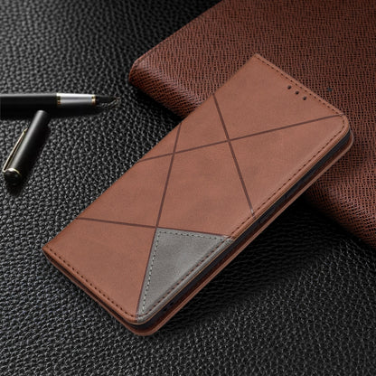 For Samsung Galaxy A32 4G Rhombus Texture Horizontal Flip Magnetic Leather Case with Holder & Card Slots(Brown) by buy2fix