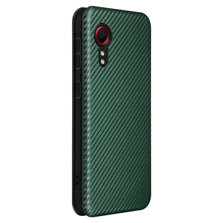 For Samsung Galaxy Xcover 5 Carbon Fiber Texture Horizontal Flip TPU + PC + PU Leather Case with Card Slot(Green) by buy2fix