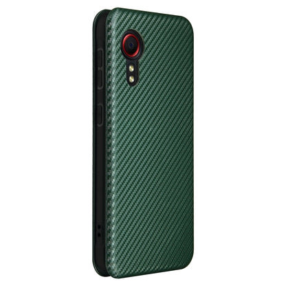 For Samsung Galaxy Xcover 5 Carbon Fiber Texture Horizontal Flip TPU + PC + PU Leather Case with Card Slot(Green) by buy2fix