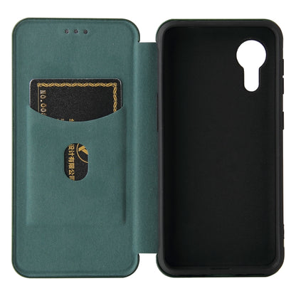 For Samsung Galaxy Xcover 5 Carbon Fiber Texture Horizontal Flip TPU + PC + PU Leather Case with Card Slot(Green) by buy2fix