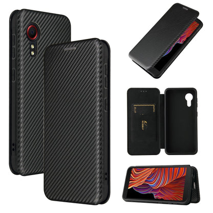 For Samsung Galaxy Xcover 5 Carbon Fiber Texture Horizontal Flip TPU + PC + PU Leather Case with Card Slot(Black) - Galaxy Phone Cases by buy2fix | Online Shopping UK | buy2fix