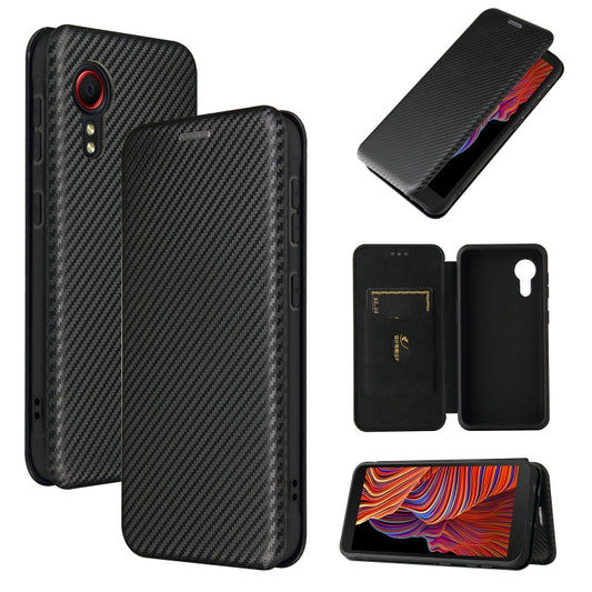 For Samsung Galaxy Xcover 5 Carbon Fiber Texture Horizontal Flip TPU + PC + PU Leather Case with Card Slot(Black) - Galaxy Phone Cases by buy2fix | Online Shopping UK | buy2fix