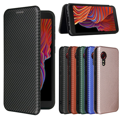 For Samsung Galaxy Xcover 5 Carbon Fiber Texture Horizontal Flip TPU + PC + PU Leather Case with Card Slot(Black) - Galaxy Phone Cases by buy2fix | Online Shopping UK | buy2fix
