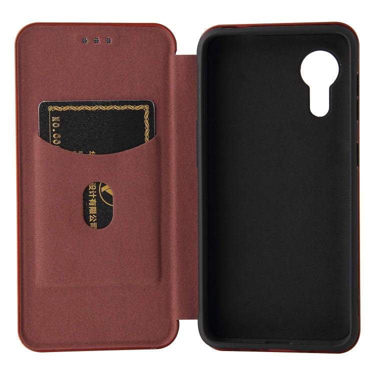 For Samsung Galaxy Xcover 5 Carbon Fiber Texture Horizontal Flip TPU + PC + PU Leather Case with Card Slot(Brown) by buy2fix