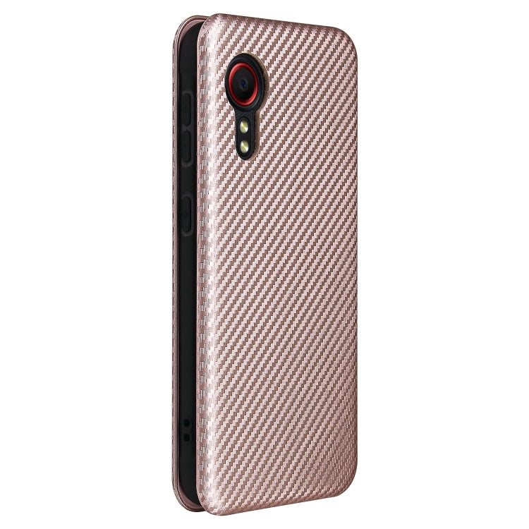 For Samsung Galaxy Xcover 5 Carbon Fiber Texture Horizontal Flip TPU + PC + PU Leather Case with Card Slot(Pink) by buy2fix