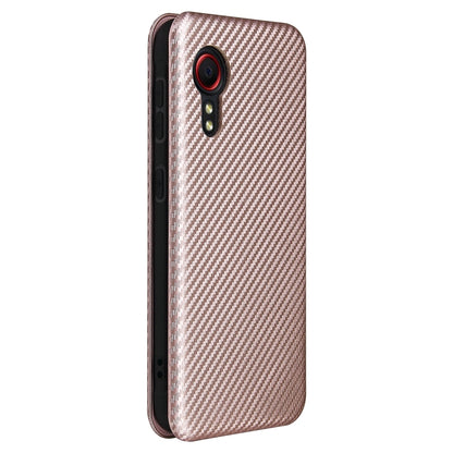 For Samsung Galaxy Xcover 5 Carbon Fiber Texture Horizontal Flip TPU + PC + PU Leather Case with Card Slot(Pink) by buy2fix