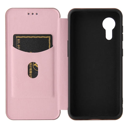 For Samsung Galaxy Xcover 5 Carbon Fiber Texture Horizontal Flip TPU + PC + PU Leather Case with Card Slot(Pink) by buy2fix