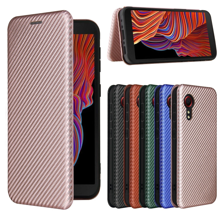 For Samsung Galaxy Xcover 5 Carbon Fiber Texture Horizontal Flip TPU + PC + PU Leather Case with Card Slot(Pink) by buy2fix