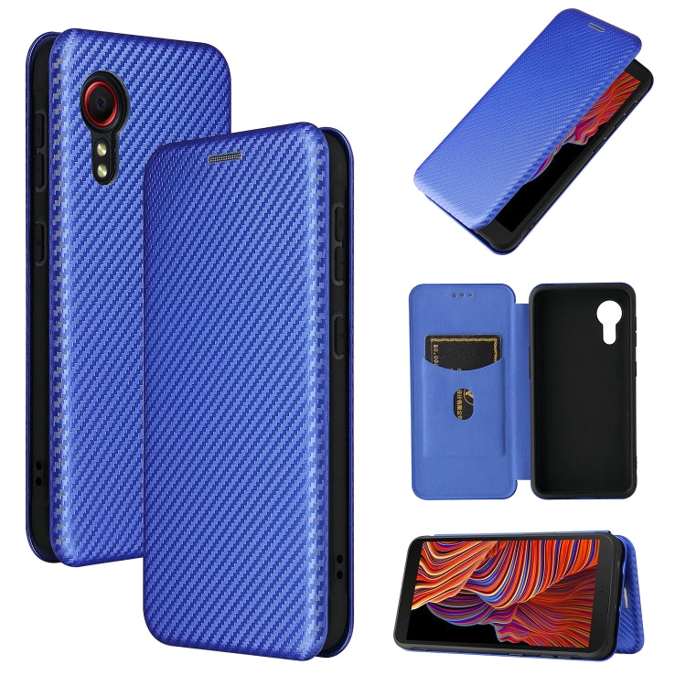 For Samsung Galaxy Xcover 5 Carbon Fiber Texture Horizontal Flip TPU + PC + PU Leather Case with Card Slot(Blue) by buy2fix