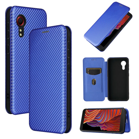 For Samsung Galaxy Xcover 5 Carbon Fiber Texture Horizontal Flip TPU + PC + PU Leather Case with Card Slot(Blue) by buy2fix
