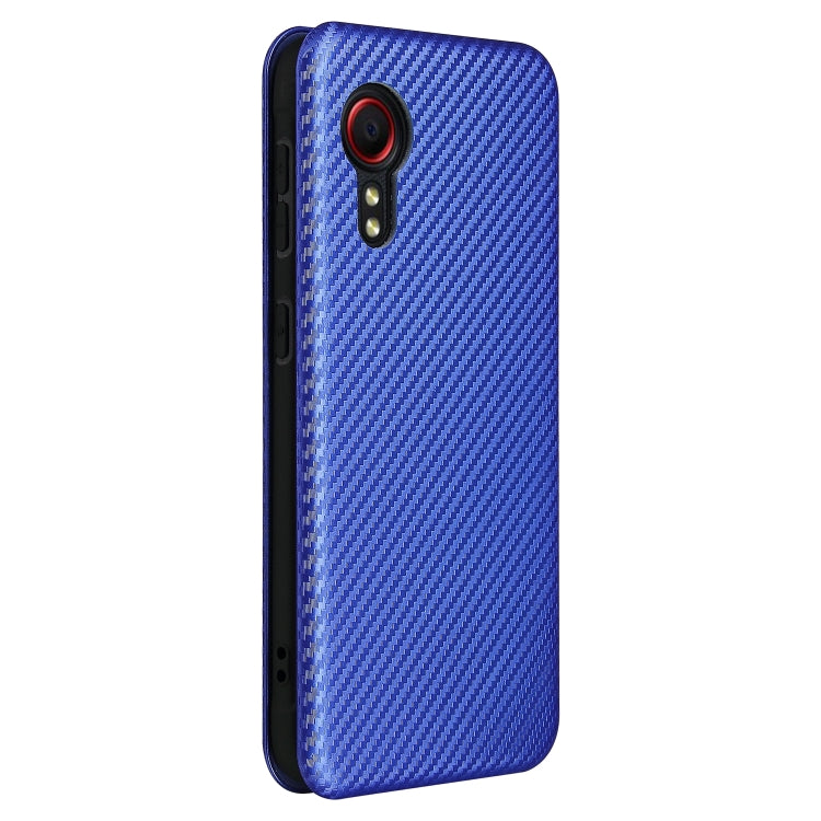 For Samsung Galaxy Xcover 5 Carbon Fiber Texture Horizontal Flip TPU + PC + PU Leather Case with Card Slot(Blue) by buy2fix