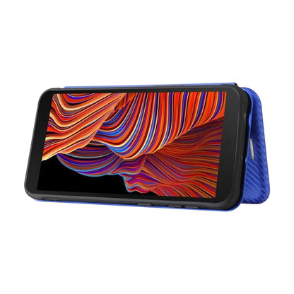For Samsung Galaxy Xcover 5 Carbon Fiber Texture Horizontal Flip TPU + PC + PU Leather Case with Card Slot(Blue) by buy2fix