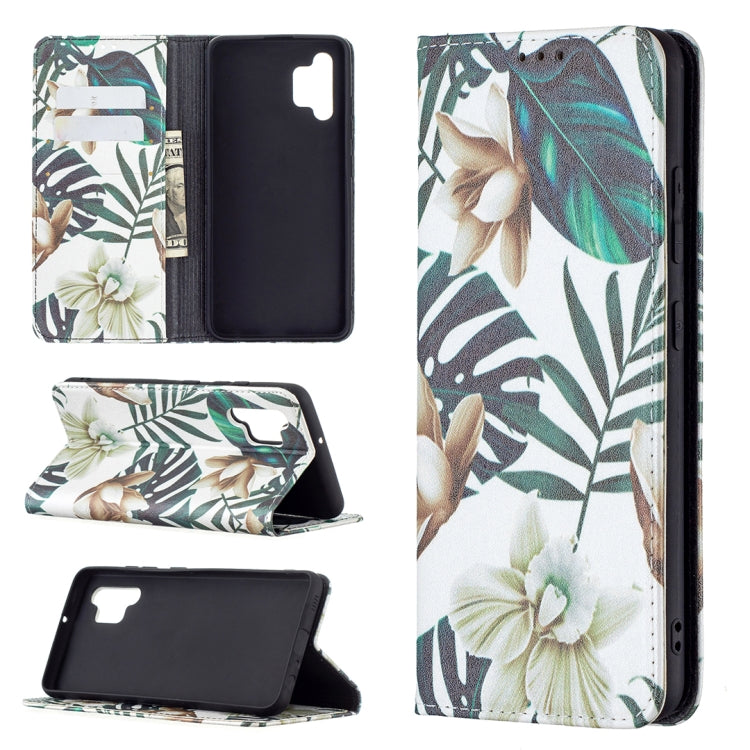 For Samsung Galaxy A32 4G Colored Drawing Pattern Invisible Magnetic Horizontal Flip PU Leather Case with Holder & Card Slots & Wallet(Red Leaves) by buy2fix