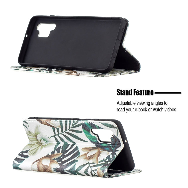 For Samsung Galaxy A32 4G Colored Drawing Pattern Invisible Magnetic Horizontal Flip PU Leather Case with Holder & Card Slots & Wallet(Red Leaves) by buy2fix