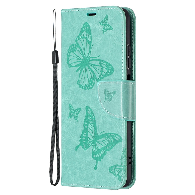 For Xiaomi Redmi Note 10 4G/Note 10s Two Butterflies Embossing  Pattern Horizontal Flip Leather Case with Holder & Card Slot & Wallet & Lanyard(Green) - Xiaomi Cases by buy2fix | Online Shopping UK | buy2fix
