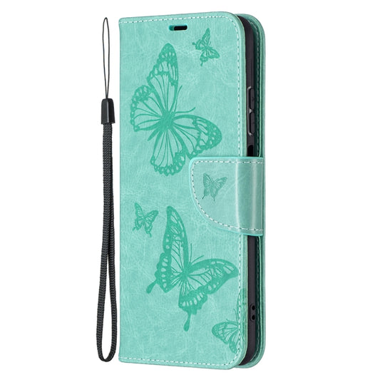 For Xiaomi Redmi Note 10 4G/Note 10s Two Butterflies Embossing  Pattern Horizontal Flip Leather Case with Holder & Card Slot & Wallet & Lanyard(Green) - Xiaomi Cases by buy2fix | Online Shopping UK | buy2fix