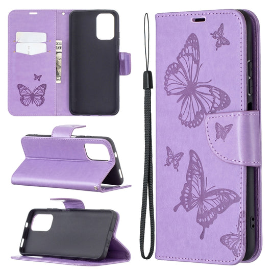 For Xiaomi Redmi Note 10 4G/Note 10s Two Butterflies Embossing  Pattern Horizontal Flip Leather Case with Holder & Card Slot & Wallet & Lanyard(Purple) - Xiaomi Cases by buy2fix | Online Shopping UK | buy2fix