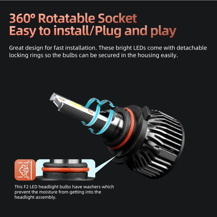 F2 9005 / HB3 / H10 2 PCS DC9-36V / 25W / 6000K / 2500LM IP68 Waterproof Car LED Headlight(Cold White Light) by buy2fix