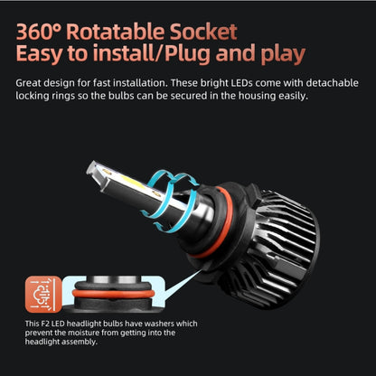 F2 9005 / HB3 / H10 2 PCS DC9-36V / 25W / 6000K / 2500LM IP68 Waterproof Car LED Headlight(Cold White Light) by buy2fix