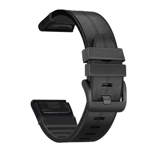 For Garmin Fenix 6 Silicone + Leather Quick Release Watch Band(Black) - Watch Bands by buy2fix | Online Shopping UK | buy2fix