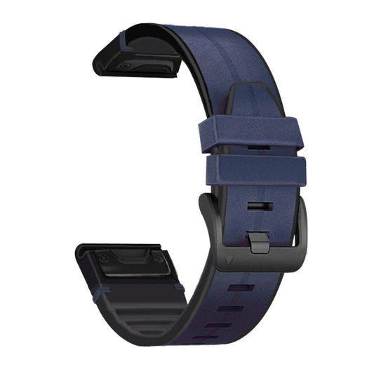 For Garmin Fenix 6 Silicone + Leather Quick Release Watch Band(Blue) - Watch Bands by buy2fix | Online Shopping UK | buy2fix