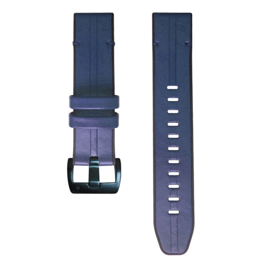 For Garmin Fenix 6 Silicone + Leather Quick Release Watch Band(Blue) - Watch Bands by buy2fix | Online Shopping UK | buy2fix