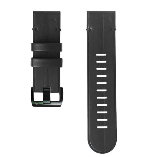 For Garmin Fenix 6X Silicone + Leather Quick Release Watch Band(Black) - Watch Bands by buy2fix | Online Shopping UK | buy2fix