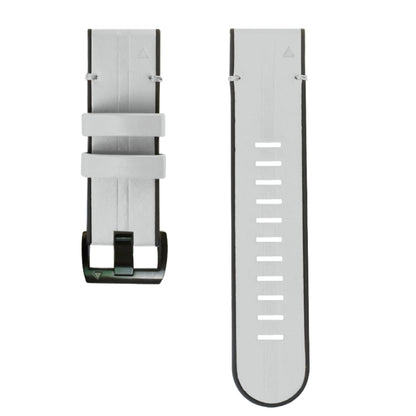 For Garmin Fenix 6X Silicone + Leather Quick Release Watch Band(Light Grey) by buy2fix