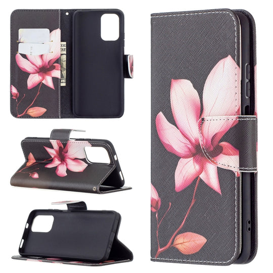 For Xiaomi Redmi Note 10 4G/Note 10S Colored Drawing Pattern Horizontal Flip Leather Case with Holder & Card Slots & Wallet(Lotus)