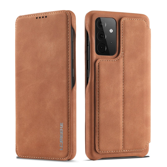 For Samsung Galaxy A52 5G / 4G LC.IMEEKE Hon Ancient Series Horizontal Flip Leather Case with Holder & Card Slot(Brown)