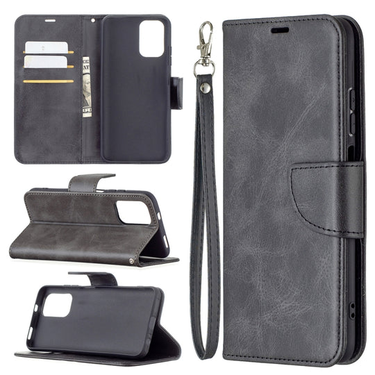 For Xiaomi Redmi Note 10 4G / Note 10S Retro Lambskin Texture Pure Color Horizontal Flip PU Leather Case with Holder & Card Slots & Wallet & Lanyard(Black)