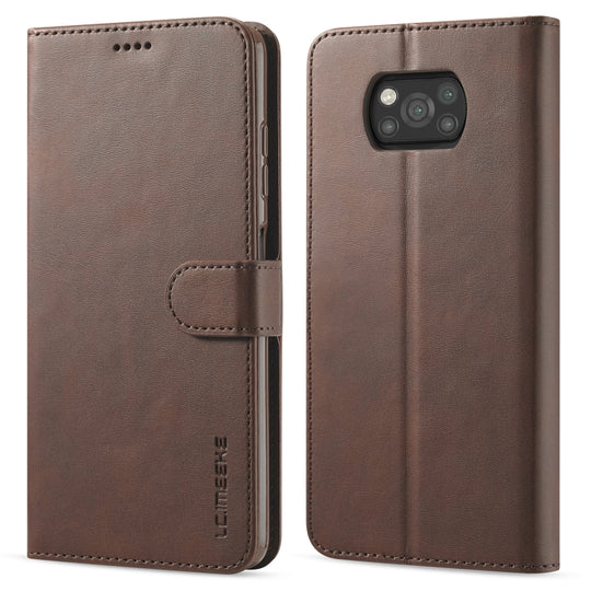 For Xiaomi Poco X3 NFC LC.IMEEKE Calf Texture Horizontal Flip Leather Case with Holder & Card Slots & Wallet(Brown)