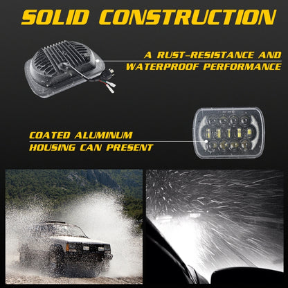 7 inch(5X7)/(7X6) H4 DC 9V-30V 30000LM 300W 8LEDs Car Square Shape LED Headlight Lamps for Jeep Wrangler - Work Lights by buy2fix | Online Shopping UK | buy2fix