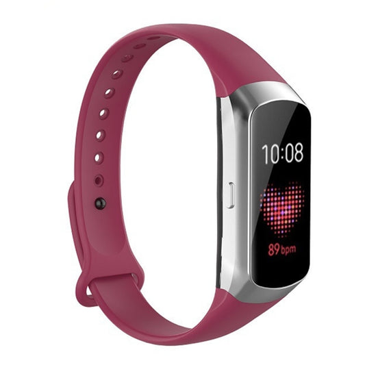 For Samsung Galaxy Fit SM-R370 Silicone Glossy Nail Button Watch Band(Wine Red) - Watch Bands by buy2fix | Online Shopping UK | buy2fix