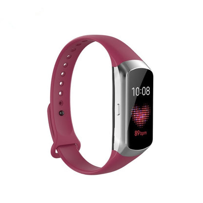 For Samsung Galaxy Fit SM-R370 Silicone Glossy Nail Button Watch Band(Wine Red) - Watch Bands by buy2fix | Online Shopping UK | buy2fix